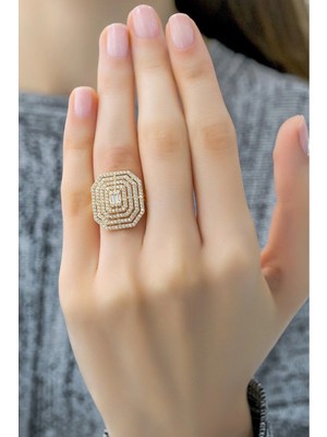 Aytek Gold Baget Taşlı Yüzük 14 Ayar