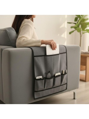 Ayrex 6 Cepli Koltuk Yanı Organizer, Leke Tutmaz Silinebilir Vinleks Deri, 80X40CM Gri