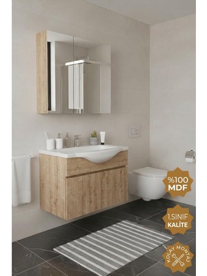 Ayrex Kahire 65 cm Mdf Banyo Dolabı Seti Safir Meşe