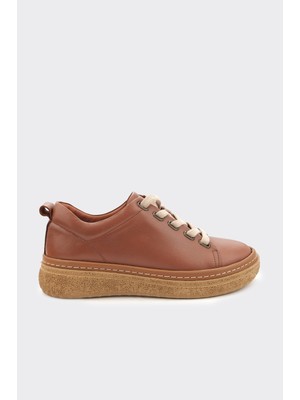 Derinet Hakiki Deri Bağcıklı Kadın Sneaker