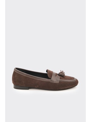 Derinet Hakiki Deri Püsküllü Kadın Loafer
