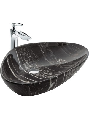 Paluci Doğa Alexander Black Mermer Desen Lavabo