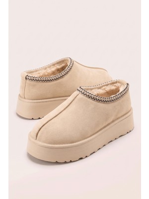 Neon Shoes Mini Süet Içi Kürklü Nakışlı Bilekte Kalın Taban Kadın Bot & Bootie