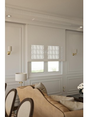 Ayrex Perdea Lazer Kesim Mat Stor Perde, Lazer Kesimli Historical Serisi, H-6001 Beyaz RENK,120 x 20
