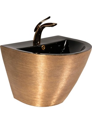 Paluci Twist Black Rose Gold Monoblock Lavabo