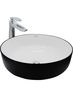 Paluci Azra White Black Yuvarlak Lavabo