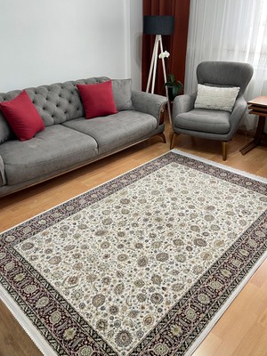 GÜLCEM HOME Hanzade, Osmanlı Melodi Ipeksi Yün Tuşeli Triko Akrilik Saraylı Oturma Odası ve Salon Halısı