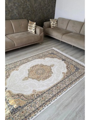 Gülcem Home Hanzade, Osmanlı Melodi Ipeksi Yün Tuşeli Triko Akrilik Saraylı Oturma Odası ve Salon Halısı