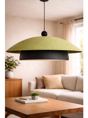 Ayrex Wabi Sabi Karbon Beton Avize 48X85 cm – El Yapımı Modern Sarkıt Tavan Lambası, Büyük B