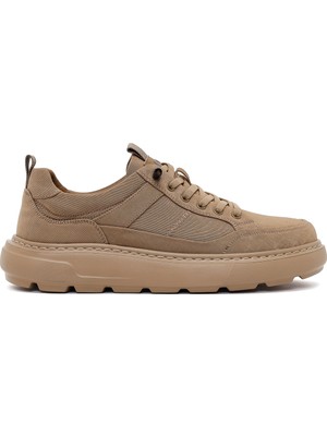 Derimod Zero Erkek Bej Bağcıklı Kalın Tabanlı Kumaş Sneaker WM680072KK
