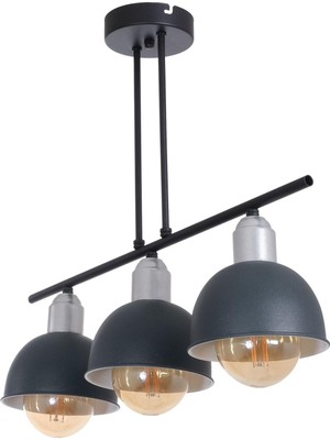 Ayrex Fer Avize Elton Modern Tasarım Yatak Odası - Salon - Mutfak - Cafe Anrasit Renk 3 Lü Avize