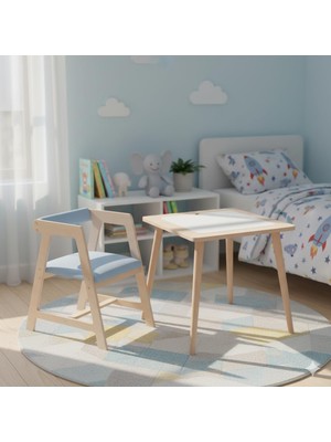 Ayrex Montessori Ahşap Aktivite Masası Seti - Saklama Kutulu, Kapaklı Çalışma Alanı, 60X43X47