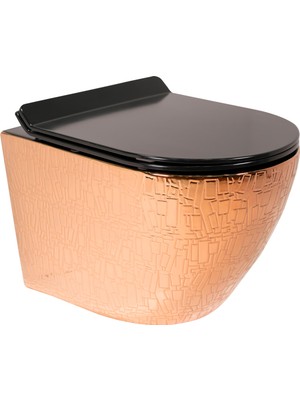 Paluci Tesla Black Rose Gold Kanalsız Asma Klozet,yavaş Kapanır Kapak