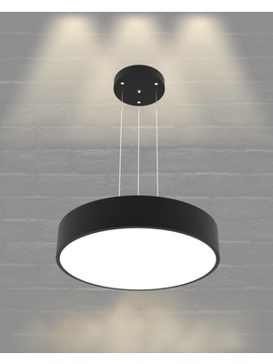 Ayrex Hegza Lighting Drum-40 Ayarlanabilir Sarkıt Ledli Modern Siyah LED Avize (4000K (Doğal Beyaz