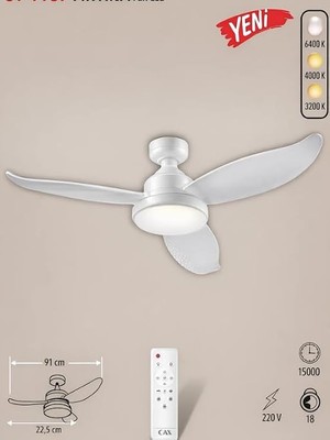 Ayrex Cata Ct 1157 Fırtına 122W Fanlı LED Ampül 6400K Beyaz Işık Tavan Vantilatörü, CMNELK31