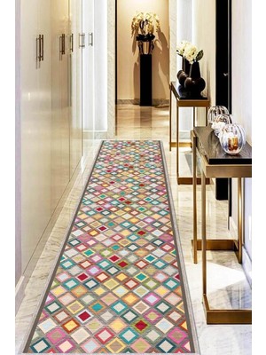 Ayrex Rugviva Makinede Yıkanabilen Kaymaz Taban Renkli Kesme Rulo Yolluk AR578, Gri, 50 x 80