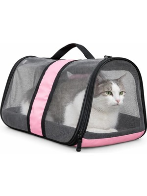 Ayrex Aee® Komple Fileli Kedi Taşıma Çantası – Mdf Sert Tabanlı, Katlanabilir, Nefes Alabile