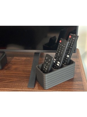 Ayrex Uzaktan Kumanda Tutucu Stand, Siyah / Çizgili Tasarım, Tv Yanı Organizatör, Kompakt Yapı