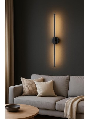 Ayrex Netzy Modern Kablosuz Pilli LED Aplik, Obsidian Noir™ Simli Siyah 70 Cm, Gün Işığı, 1 A