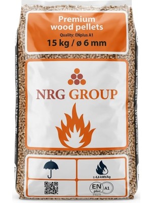 Ayrex Premium Doğal Çam Peleti, Enplus A1 KALITE,%100 Çam, 6 Mm, 15 kg / Düşük Kül ve Nem, Y�