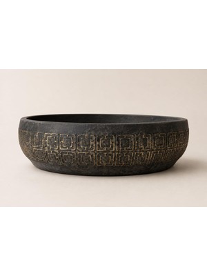 Ayrex Beton Aranjman ve Bonsai Saksısı Antrasit Gold 25-30 cm Çap Yuvarlak
