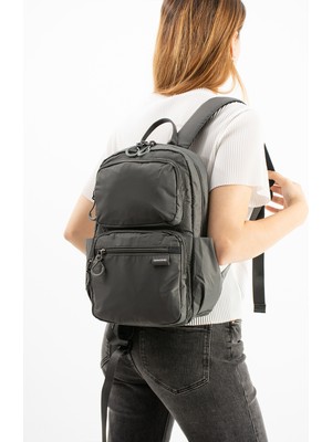 Viatox Vs 6032 Unisex Suya Dayanıklı Paraşüt Kumaş 5 Bölmeli Laptop Bölmeli Seyahat ve Okul Çantası Koyu Gri