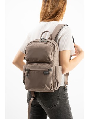 Viatox Vs 6032 Unisex Suya Dayanıklı Paraşüt Kumaş 5 Bölmeli Laptop Bölmeli Seyahat ve Okul Çantası Kum