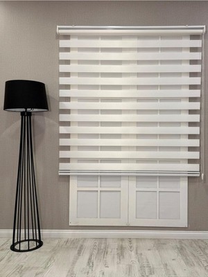 Ayrex Bambu Zebra Stor Güneşlik Perde, Beyaz, 90 x 200