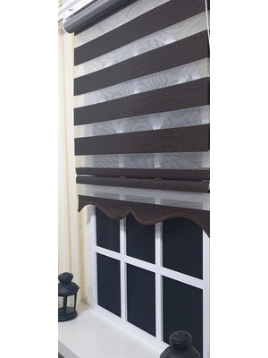 Ayrex Zebra Stor Perde Kahverengi Etek Dilimli St 001
