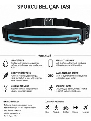 Ayrex Su Geçirmez Sporcu Bel Çantası, Telefon Taşıma Kemeri, Koşu, Fitness ve Günlük Kullan�