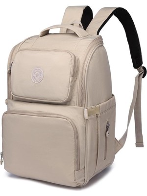 Ayrex Smart Bags Anne Bebek Sırt Çantası Smart Bags Krinkıl Kumaş 3000 Bej