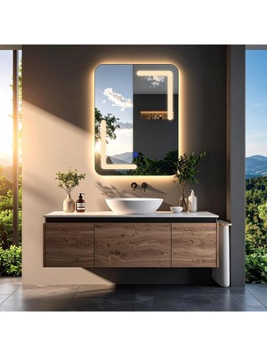 Ayrex Kaivo Led'li Lazer Kumlamalı Lavabo & Banyo Aynası (Dokunmatik Sensörlü) Günışığı Le