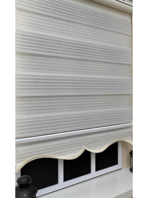 Ayrex Storburada Pliseli Stor Zebra Perde Ekru Etek Dilimli STB481 Ekru 130 x 200