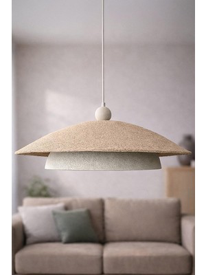 Ayrex Wabi Sabi Karbon Beton Avize 48X85 cm – El Yapımı Modern Sarkıt Tavan Lambası, Büyük B