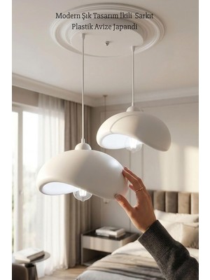 Ayrex Modern Bohem Beton Görünümlü 2'li Sarkıt Avize Salon Oturma Odası Için Ampul Uyumlu De