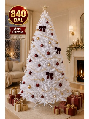 Begin Power 210 cm Lüks Beyaz Yılbaşı Ağacı 840 Dallı Özel Üretim Noel Ağacı Yılbaşı Çam Ağacı