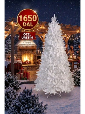 Begin Power 250 cm Lüks Beyaz Yılbaşı Ağacı 1650 Dallı Özel Üretim Noel Ağacı Yılbaşı Çam Ağacı