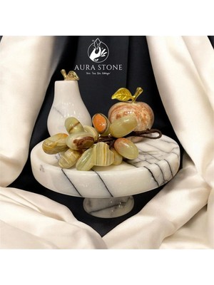 Aura Stone Aurastone Oniks Doğal Taş Ayaklı Meyve Set