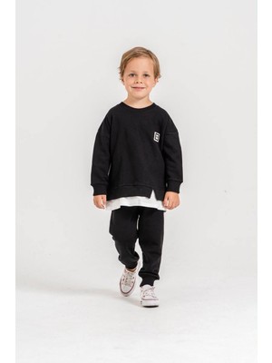 Cg Kids Beastwear Nakış Işlemeli Oversize Tshirt Detaylı 2iplik Erkek Çocuk Alt Üst Takım