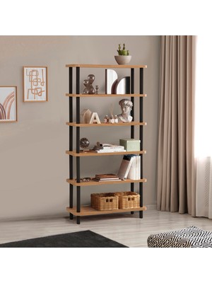 Uvi Collection Dora Gala 6 Raflı Kitaplık Atlantik Çam Siyah 80X28