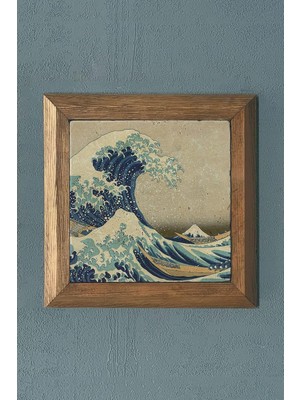 Ayrex Oscar Stone Decor Masif Çerçeveli Doğaltaş Tablo The Great Wave Büyük Dalga Katsushika H