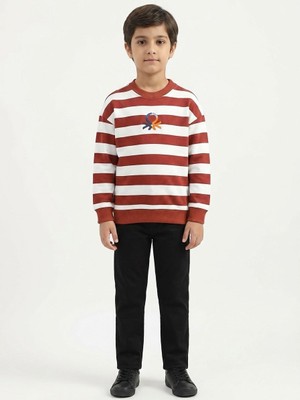Benetton Erkek Çocuk Kırmızı Çizgili Sweatshirt