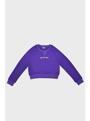 Benetton Kız Çocuk Mor Sweatshirt