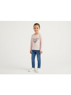 Benetton Kız Çocuk Açık Pembe Tshirt