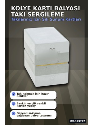 Alfa Brand Kolye Kartı 200 Adet Balya 8.5X7CM Karton Malzeme Toplu Paket Takı Sergileme BX-313742