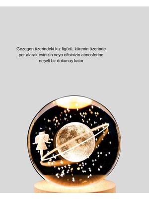 Alfa Brand Ahşap Standlı Sarı Işıklı Dekoratif Küre Kız Figürü Tasarım