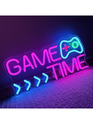 Ayrex Tekstap Gamer Neon Tabela, Game Tıme LED Neon Tabela Duvar Dekoru, 17X8 Inç Yatak Odası Iç