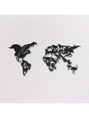 Ayrex Northshire - Wild Life - Dünya Haritası - Dekoratif Metal Dekor Duvar Tablo - Duvar Süsü