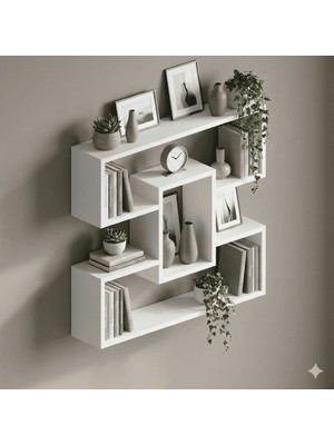 Çamsan Rafixa Atlas Çam Mdf Simetrik Kanatlı Duvar Rafı - Modern Kitaplık