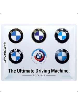 Ayrex Nostalgic-Art Retro Sac Levha, 30 x 40 Cm, Orijinal Lisanslı Ürün (Olp), Bmw – Logo Evolu
